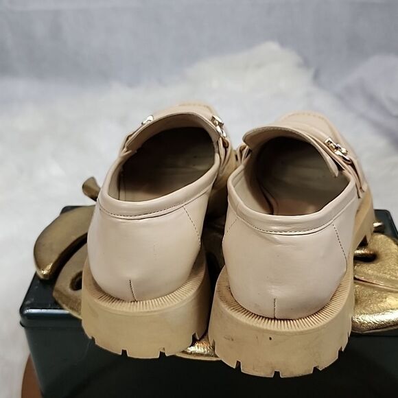 Zara Cream Loafers with Gold Buckle - Picture 5 of 14